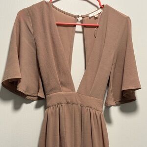 Luxxel V Neck Open Back Maxi Romper Dress